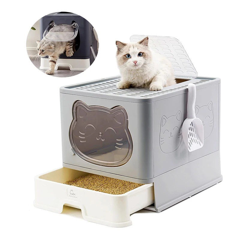 

STLF JW Fully Enclosed Ultra Cat Box with Collapsible Lid Cat Pan Pet Product