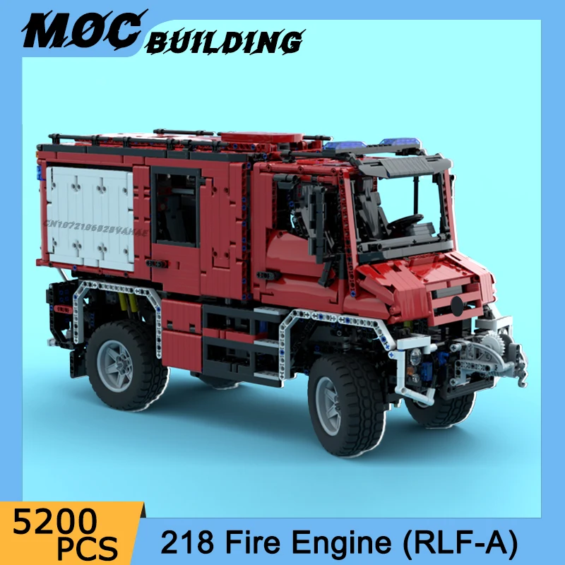 Moc Simulation City Fire Engine Truck Model Building Blocks Firefighting Accessories Kit Motor Machine Technology Brick Toy Gift