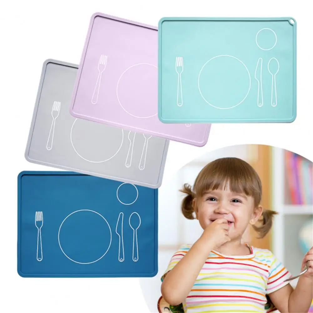 Unique Dinner Mat Durable Skid-resistant Portable Soft Non-slip Toddlers Infant Silicone Table Placemat