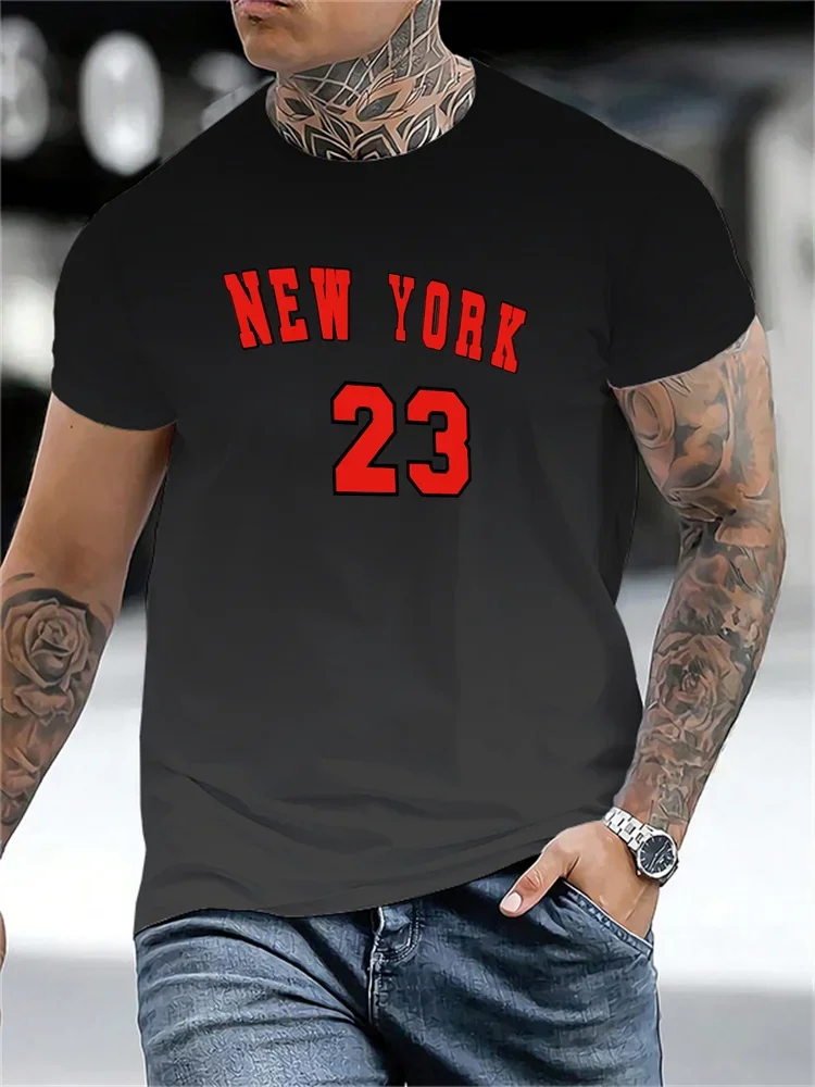 2025 new 3D T-shirt logo printed T-shirt, round neck short sleeved T-shirt, fashionable casual sports top, men's clothing