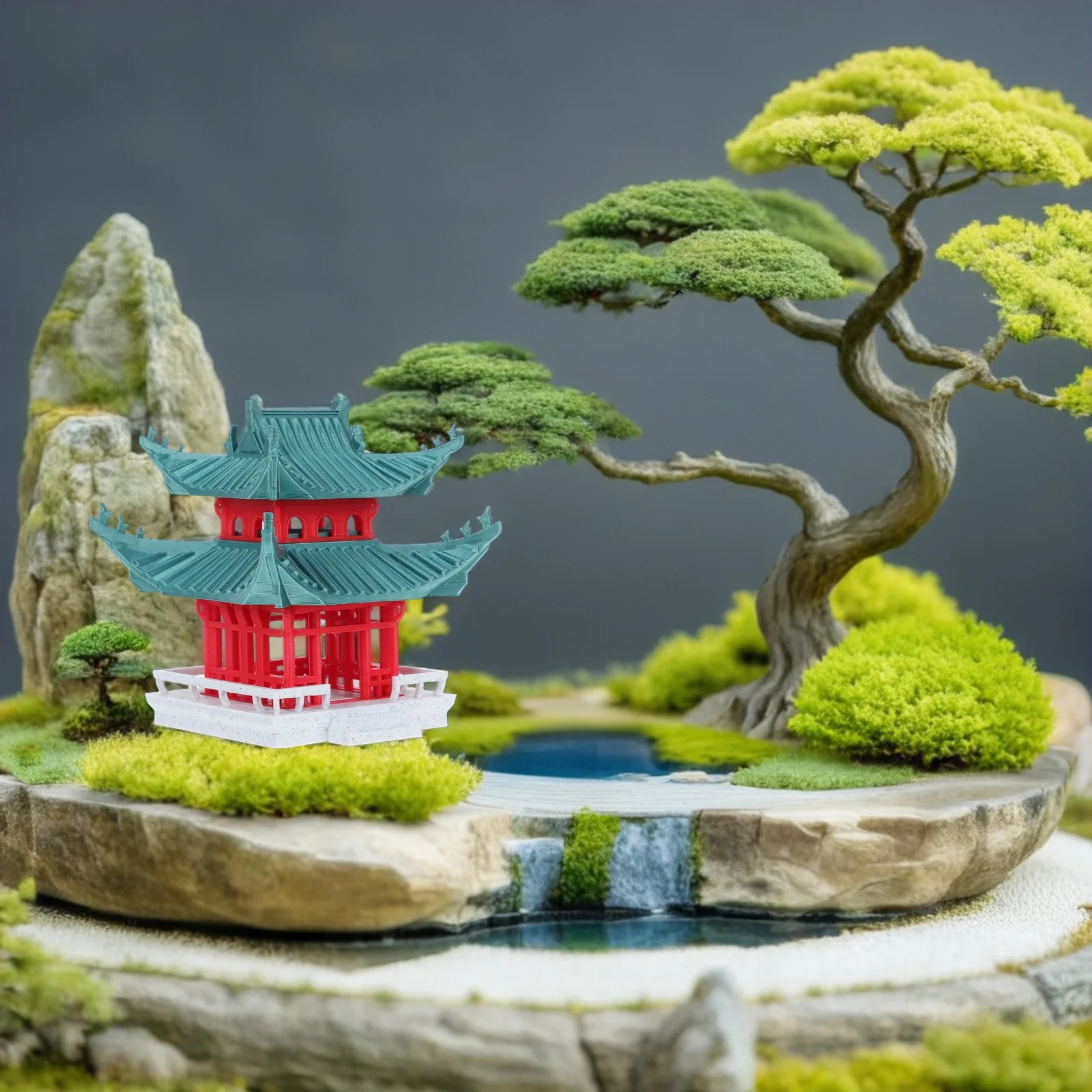 

Vintage Miniature Sculpture Micro Landscape Ornament Retro Gazebo Fish Tank Statue For Aquarium Garden Decor Handmade Asian