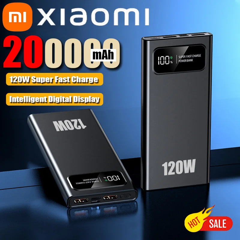 Xiaomi 200000   mAh Power Bank большой емкости 120 Вт сверхбыстрая зарядка портативный мобильный аккумулятор для Apple Xiaomi Vivo Samsung