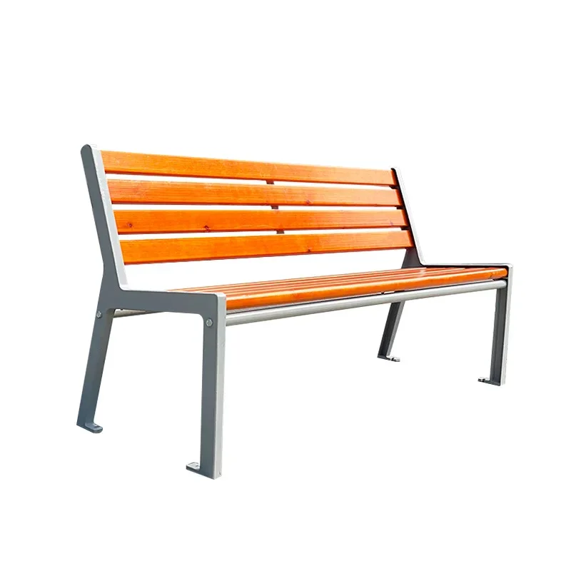 

Park chair, outdoor, long plastic wood, stainless steel, pineapple grid