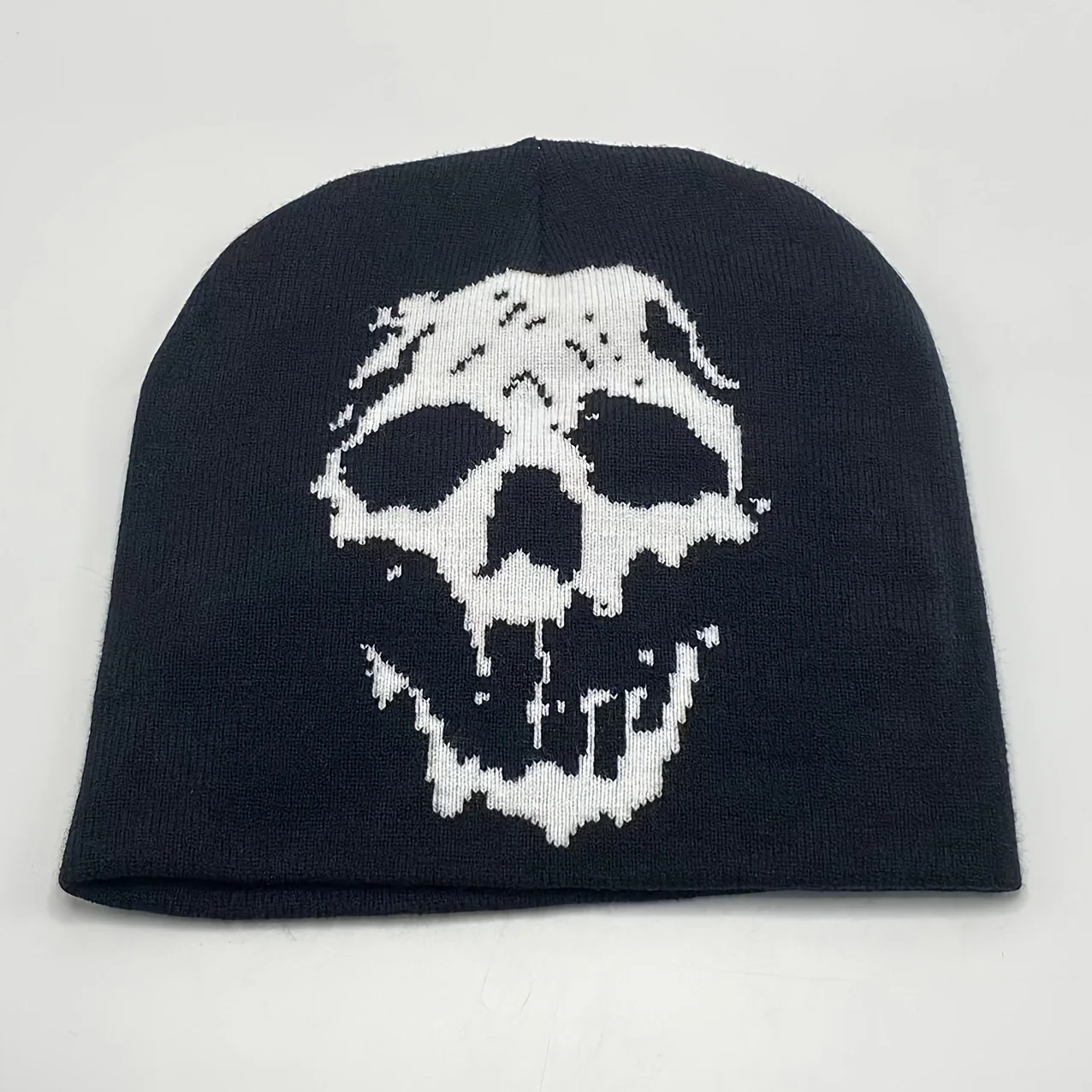 1PC skull jacquard knitted hat, personalized street cold hat, unisex, suitable for daily leisure, outdoor sports, when the holid