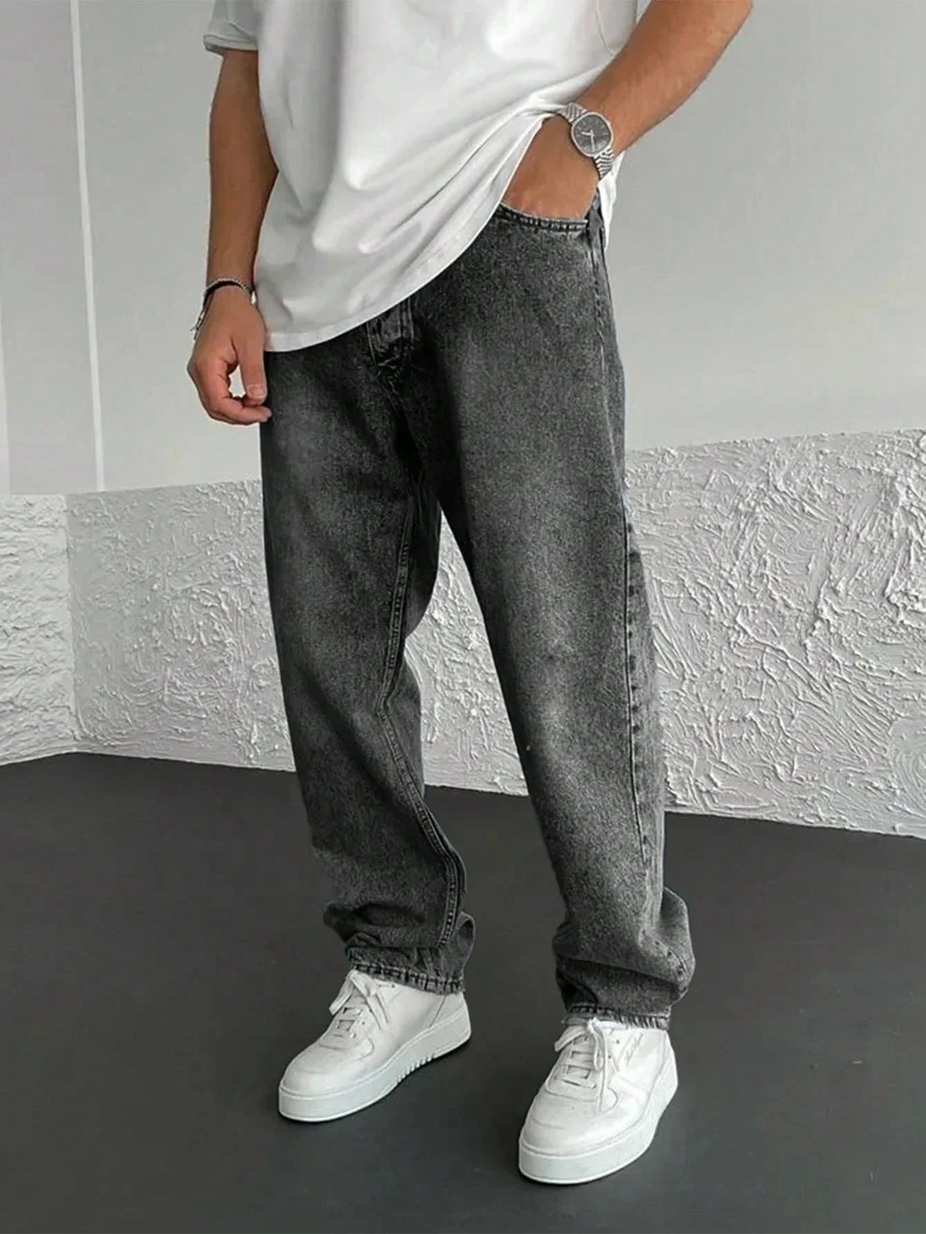 

Classic Gray Y2K Drip Men's Slim Jeans Pant Original Design Daily Wear Trousers No accessories or belts included