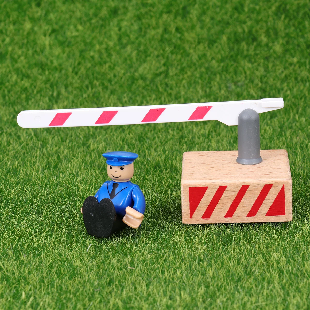 1pc Ringhiera di blocco stradale in legno Ringhiera mobile imitazione per la prima educazione Simulazione Scena di gioco del traffico Artigianato