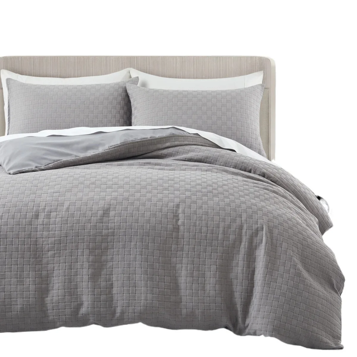 

Grey Duvet Cover Set King Size,Knitted Jacquard Waffle Weave King Duvet Cover,2/3PCS Soft and Breathable Textured Bedding Set