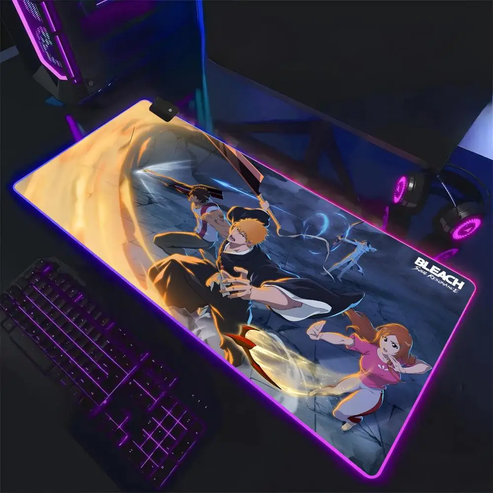 Ichigo Kurosaki Bleach Mouse Pad RGB,Gaming Mat Led Mousepad，Extended,Large RGB Mat,SoftPad,DeskMat,Glowing Pad