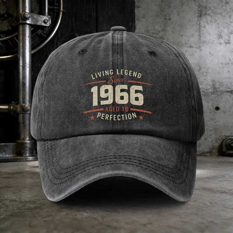 Living Legend Since 1966 Vintage Washed Baseball Cap Unisex Casual Sun Hat for Everyday Wear