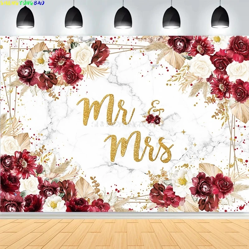 Bridal Shower Photography Backdrops Grey Green Floral Balloons Wedding Bridal Engagement Party Photo Studio Background DV-01