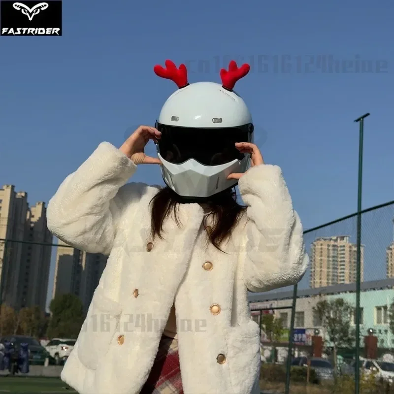 قطعتان من قرون عيد الميلاد الحمراء - زينة خوذة DIY، خاصة لملحقات خوذة الدراجة النارية #5