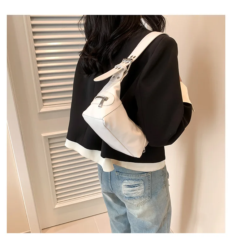 Underarm Bag Women's Bag Cool Drag Style Single Shoulder Underarm Stick Bag Niche Design Leather Zipper Single Shoulder Handbag image 6
