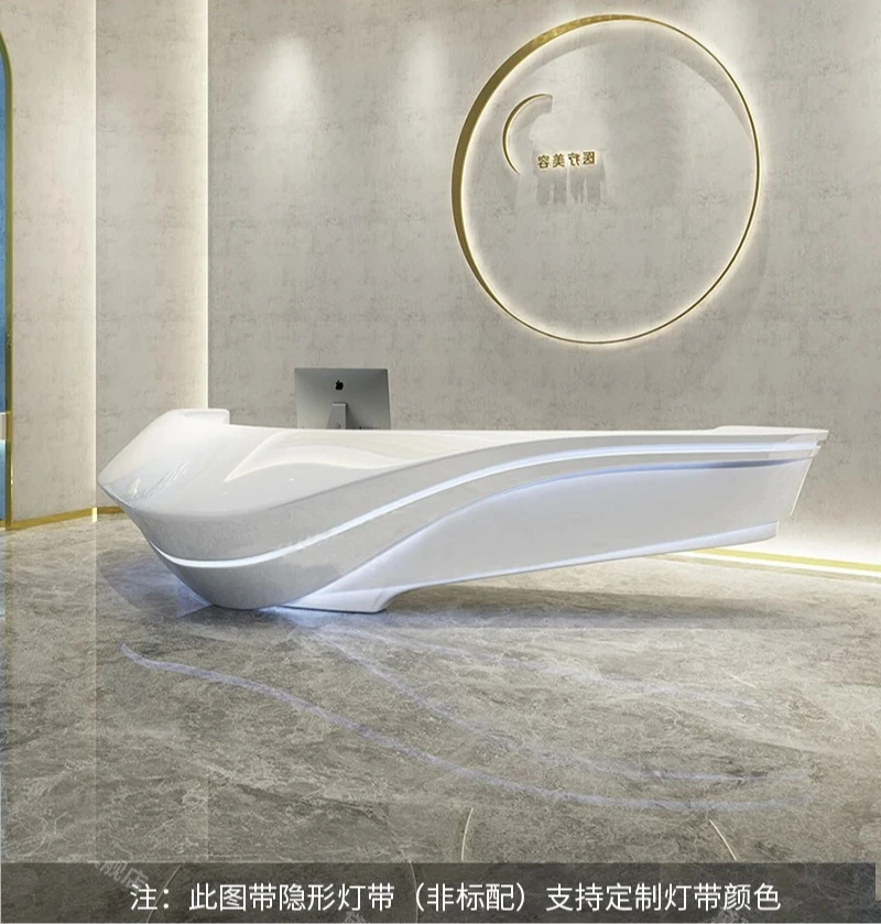 

Special-Shaped Reception Desk Medical Beauty Paint Reception Desk Curved Bar Counter Reception Desk