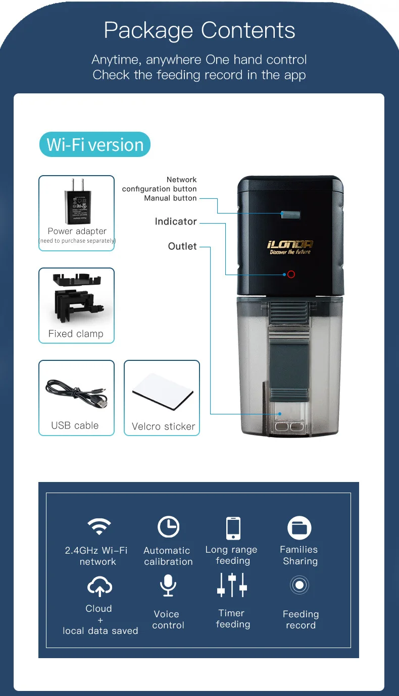 Automatic Aquarium Fish Tank Food Feeder Timing/Wifi Wireless Intelligent Mobile APP Voice Control Remote food dispenser