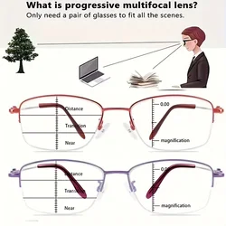 Fashion 3 In 1 Progressive Multifocal Reading Glasses Women Computer Presbyopic Glasses Easy To Look Far And Near +1.0 To +4.0