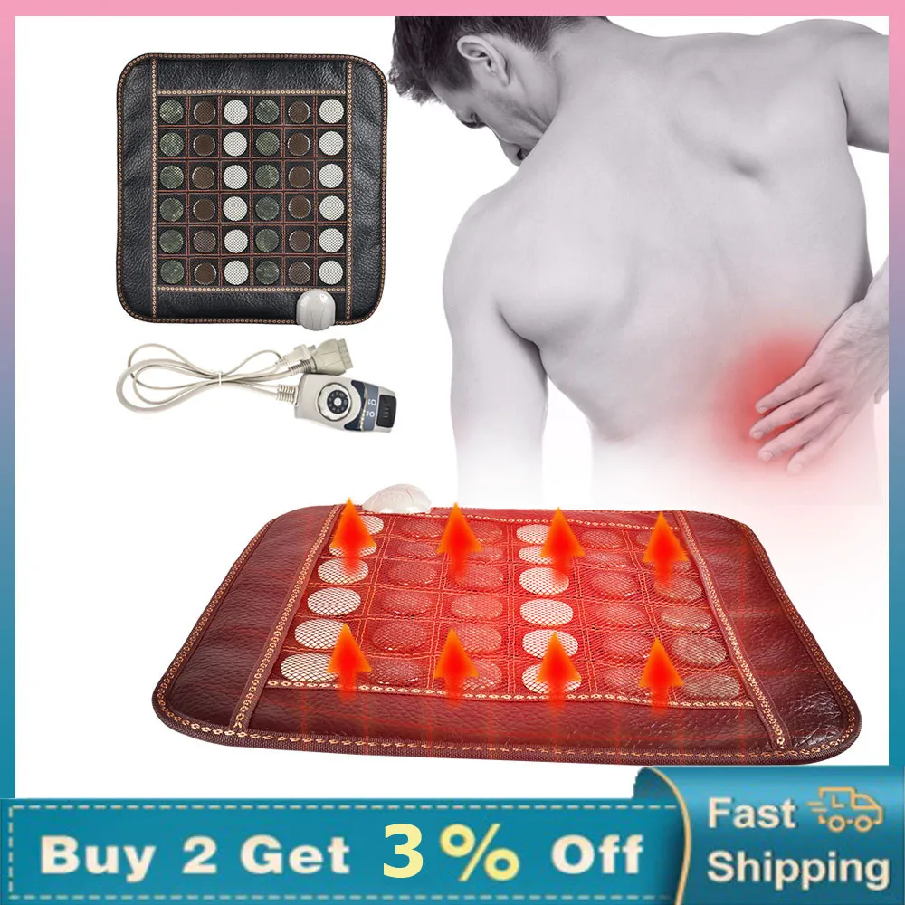 

Tourmaline Mat Natural Jade Massage Acupressure Mat Electric Infrared Heating Pu Seat Therapy Pain Relief For Back Leg Muscle