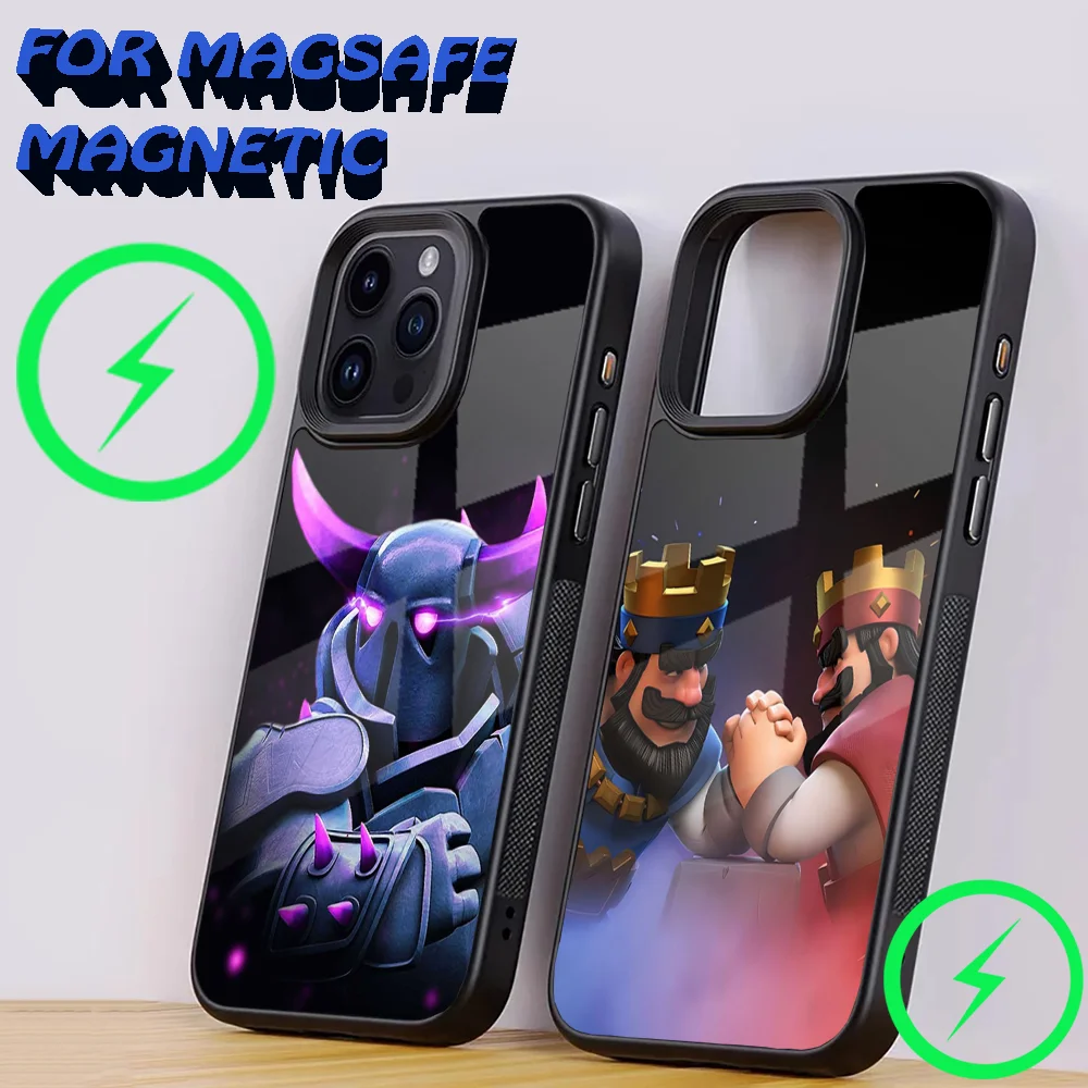 

C-Clash GAME R-Royale Phone Case For iPhone 16,15,14,13,12,11,Plus,Pro,Max Mini Magsafe Magnetic Wireless Charging