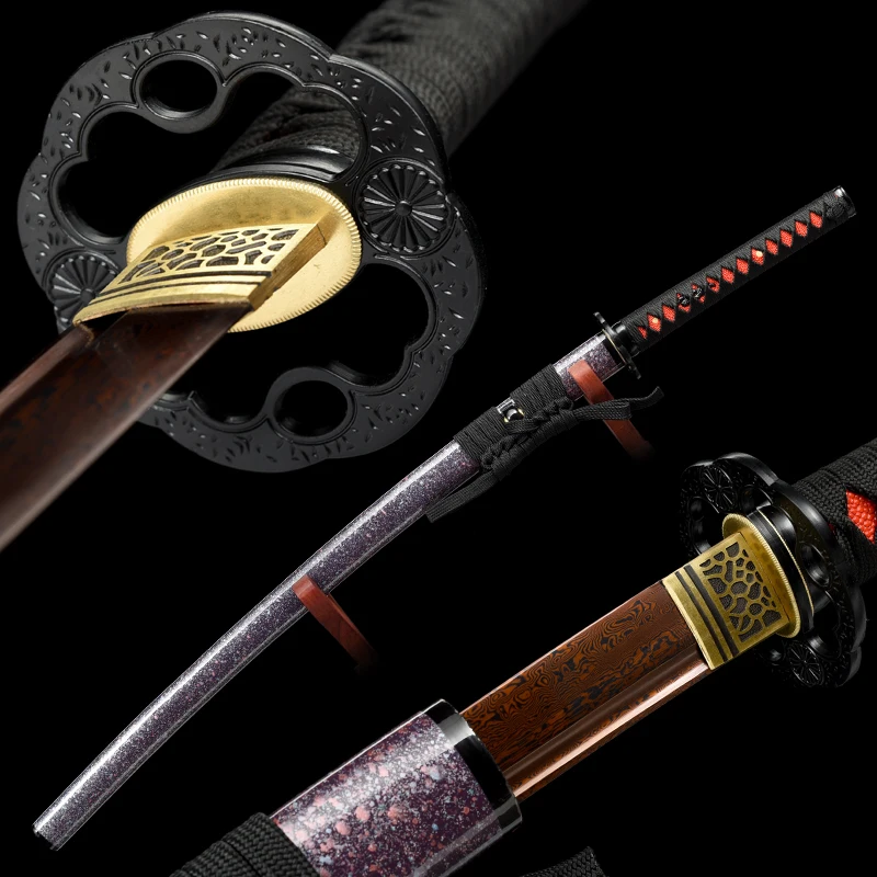 Espadas chinas hoja roja doblada Katanas espadas de regalo hechas a mano Full Tang 41 pulgadas Real Masahiro Catana