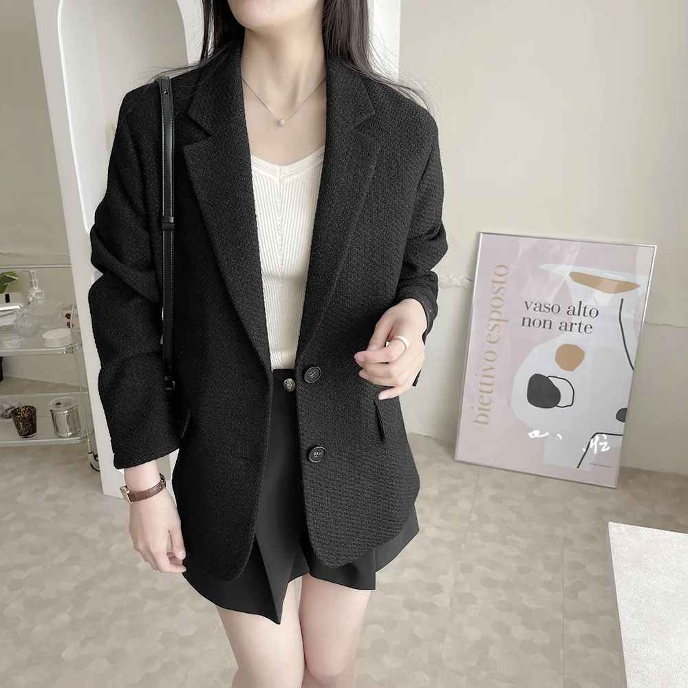 Terno de lã emagrecedor Jaet com fendas para deslocamento solto ajuste sob medida casaco casual feminino na coleção de inverno