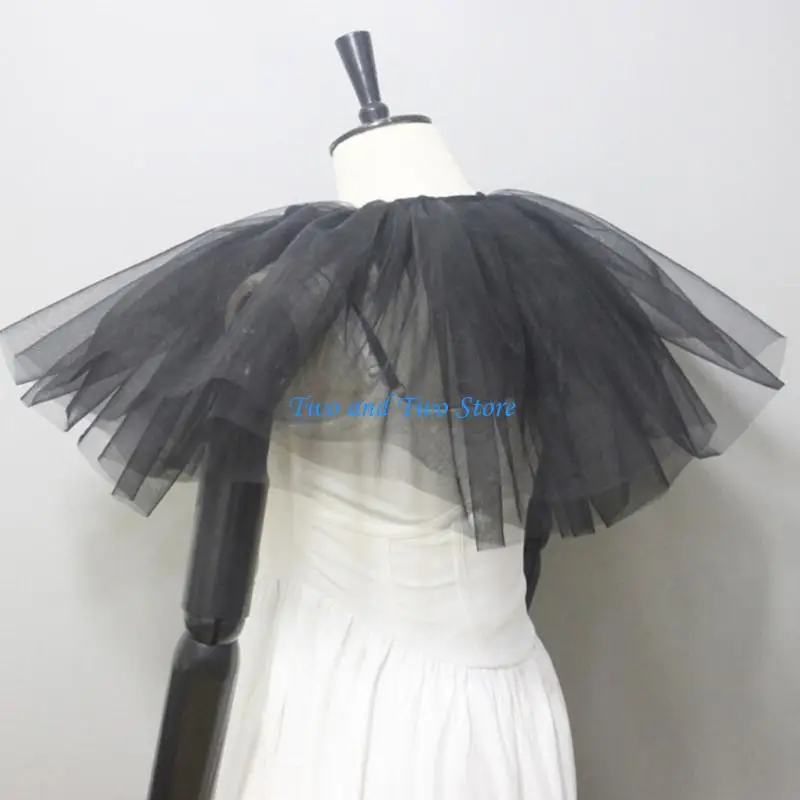 

HX6F Multilayer Tulle Ruff Collar Detachable Collar Costume Neckwear for Formal Event