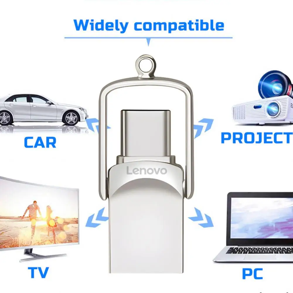 Lenovo New USB 3.0 TYPE C USB Flash Drive 2TB OTG Pen Drive 512GB 256G 128G 64GB 1TB USB Stick 2 In 1 High Speed Pendrive U Disk