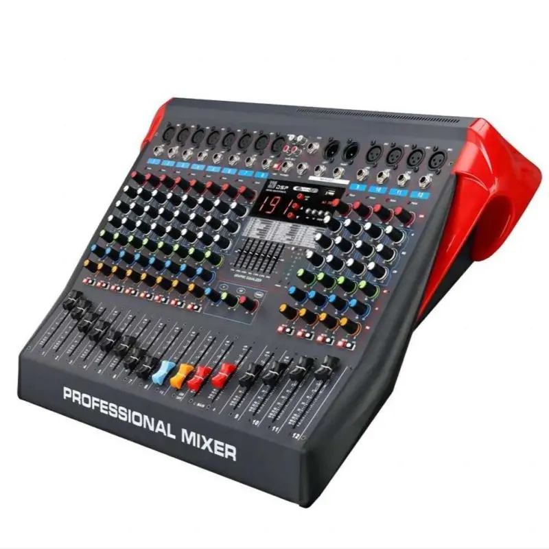 Portable Desktop Audio Sound Card Console DJ Mixer with USB BT DSP Digital Effects 12 Channel Mixing Console