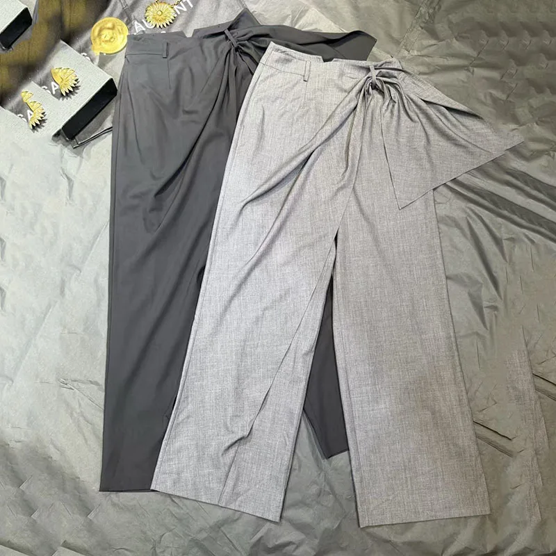 Women's Bow-Detail Pants, Wool-Blend Wide-Leg Pants, Casual and Versatile High-Quality Straight-Leg Pants, 2026, New Arrival, view 3