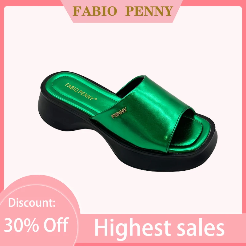 FABIO PENNY Thick soled solid color stylish women's Summer casual holiday slippers for women