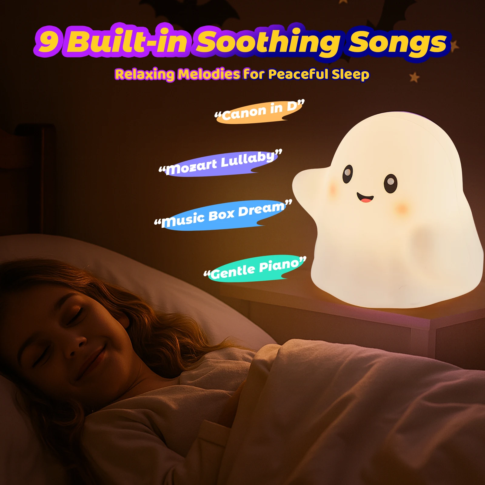 Simpatico fantasma Luce notturna Decorazioni per l'atmosfera Regali leggeri Silicone Luce notturna di Halloween per bambini Bambini Fidanzata Famiglia Nuovo