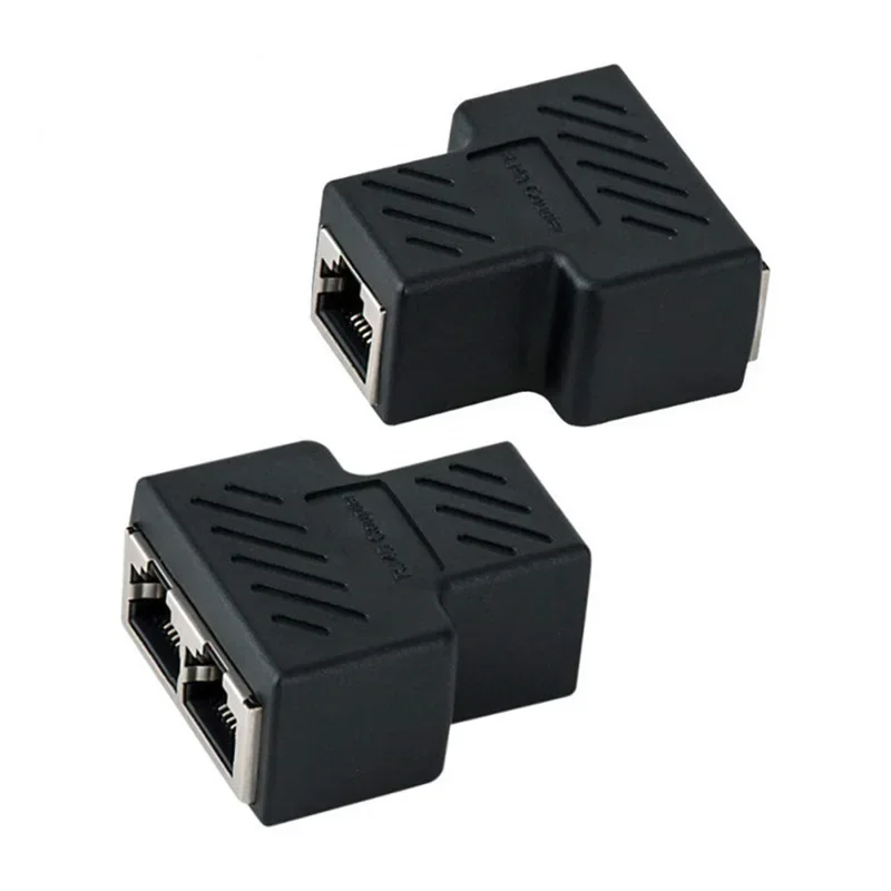 Adaptador Ethernet negro, extensor de Cable Lan, divisor para conexión de Internet, acoplador divisor Cat5 RJ45, enchufe Modular de contacto