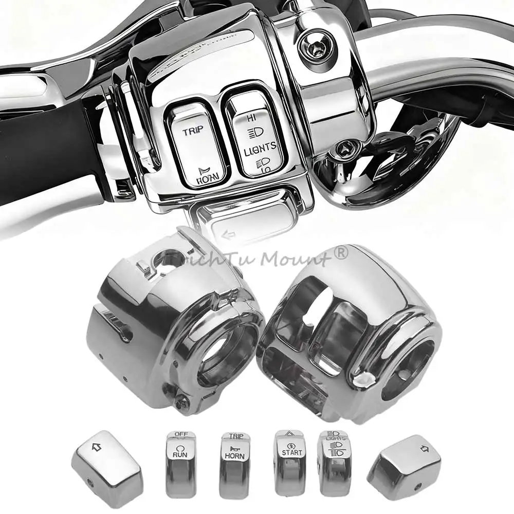 Handlebar Control Switch Housings Cover Button Caps Chrome Color Mounting Handlebar Control Position Precise Size Fit For Harley