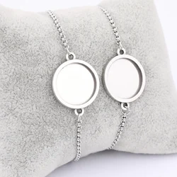 3pcs Stainless Steel Chain Bracelet Base Blanks Findings Fit 16mm Cabochon Bezel Setting Trays Diy Jewelry Accessories