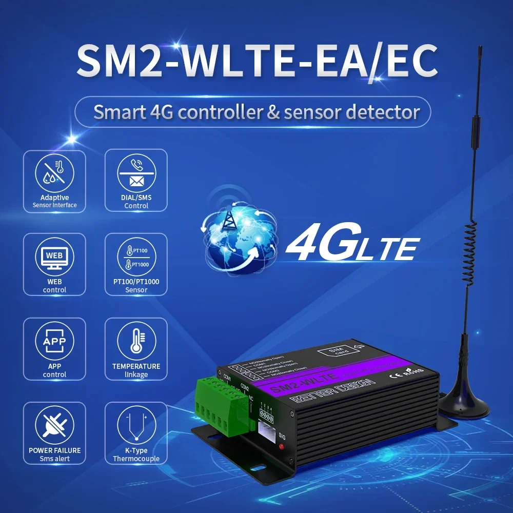 

Smart Socket GSM SMS Phone Remote Control Switch SM2-WLTE4G Network Mobile App Remote Control Power Switch 2CH Output Controller