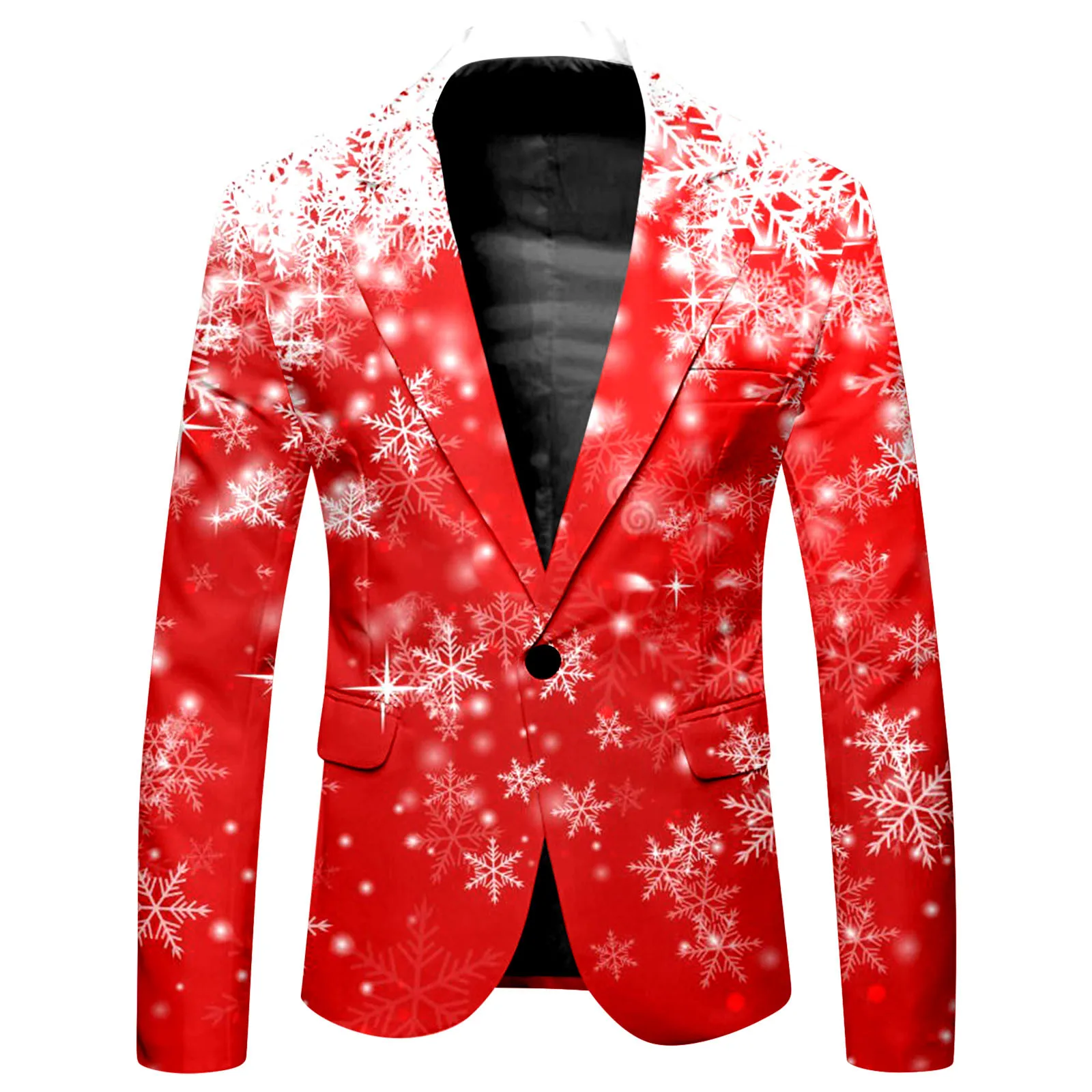 Fashionable Formal One Button Suit Jacket Christmas Snowflake Printed Trendy Suit Business Slim Fit Comfortable Suits Men