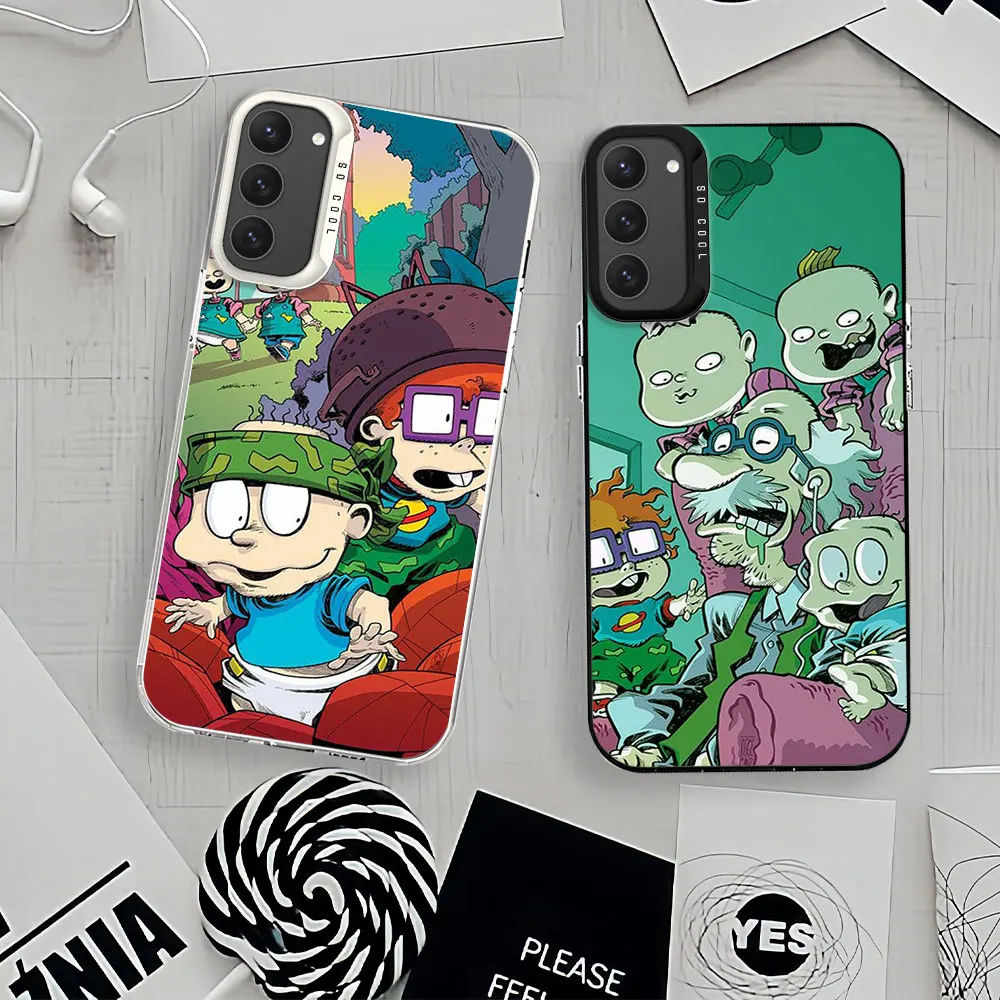 Cartoon For Samsung Galaxy A52 A324G S23 S22 S24 Ultra Black White Shockproof Cover Laser IMD Phone Case R-Rugrats