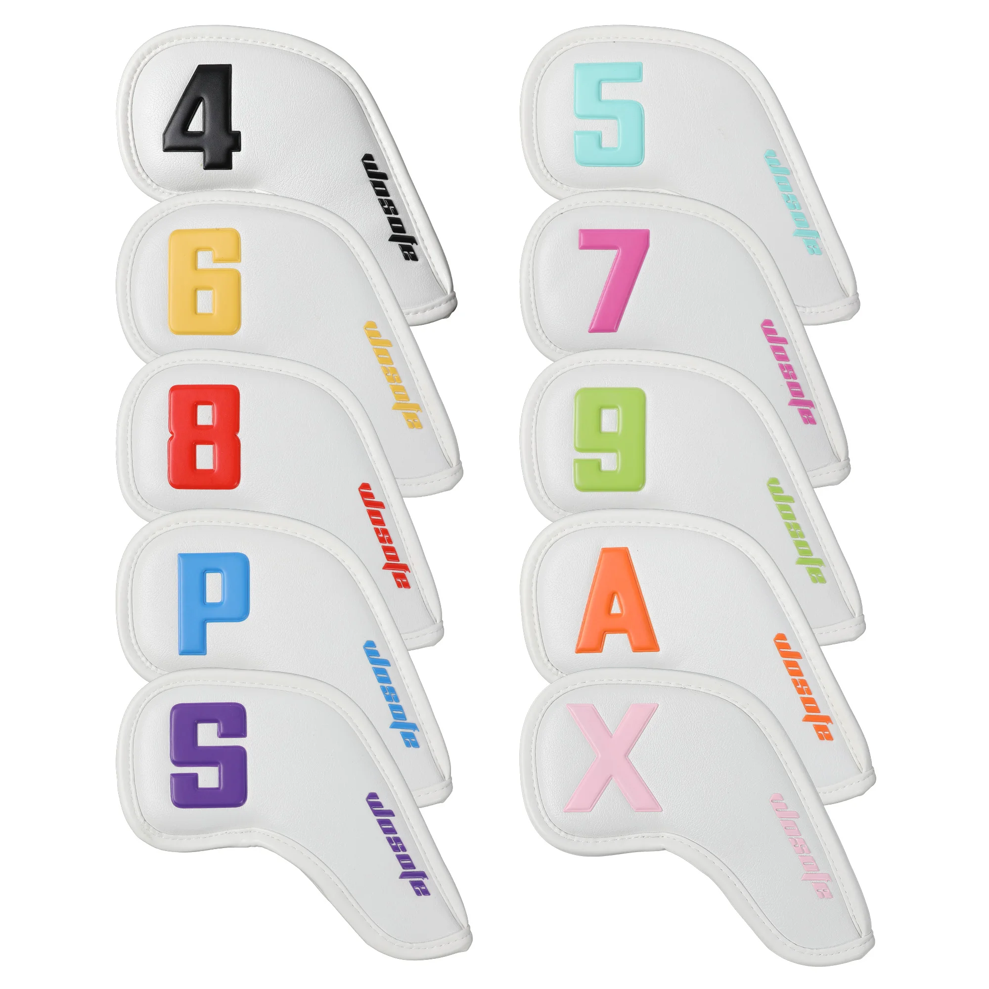 

10 шт. чехлов для головок клюшек для гольфа, цветные, с номерами, из искусственной кожи, прочные, износостойкие, с расширенной полной защитой, чехлы для гольф-клюшек