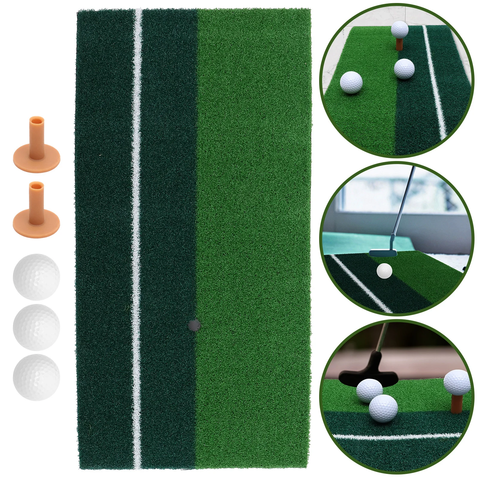 

2Pcs Portable Golf Hitting Mat 30x60cm with Holders 3 Blank Balls for Realistic Practice At Home Or Outdoors Durable and