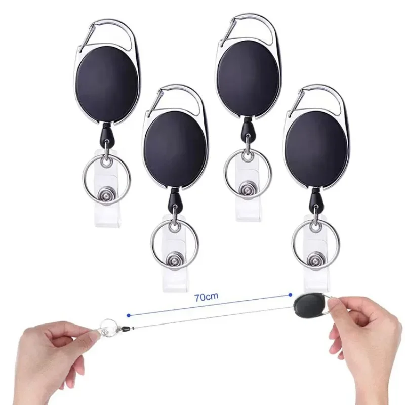 1 Stück Schlüssel anhänger schwarz einziehbare ID Kreditkarten halter Clip Tasche Student einziehbare Abzeichen Rolle mit Karten halter Fall Abdeckung