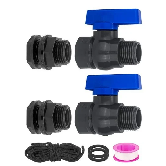 

2pcs Rain Barrel Outlet Valve Kit 3/4 Inch Rain Barrel Valve Connectors PVC Garden Hose Shut-Off Valve Water Pipe Fittings