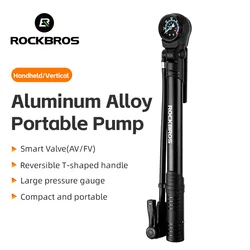 ROCKBROS Portable Bicycle Pump 120PSI AV FV Mutil-Functional Bicycle Inflator with Pressure Display Ultra-Light Bicycle Air Pump