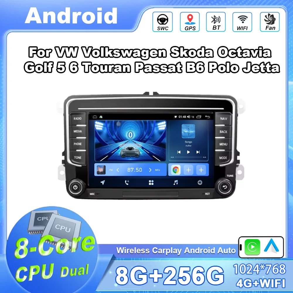 

Android For VW Volkswagen Skoda Octavia Golf 5 6 Touran Passat B6 Polo Jetta Auto Radio Stereo Multimedia Video Player WIFI 4G