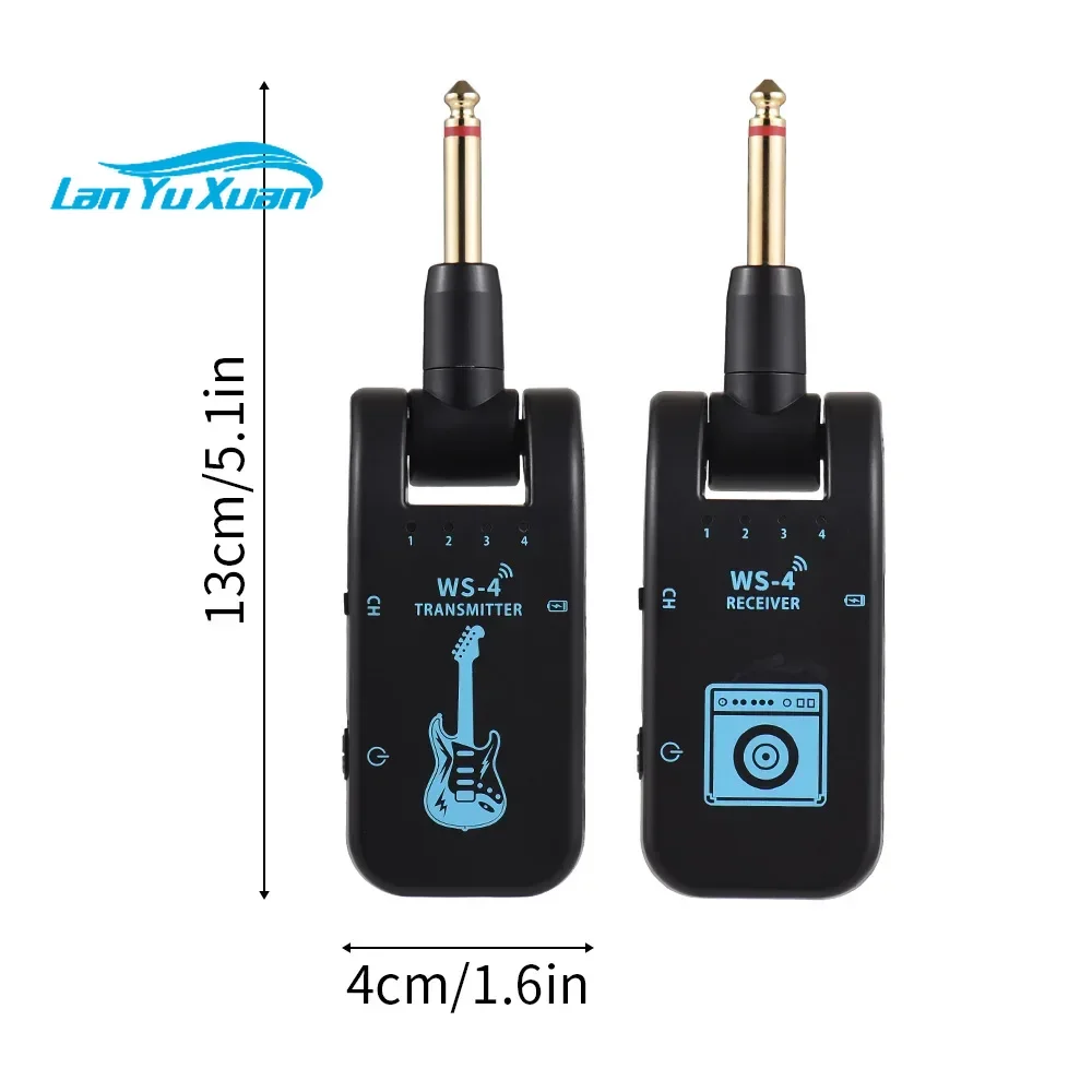 2.4G Wireless Guitar System Guitar Transmitter Receiver Set for Electric Guitar Bass 48K/16bit Real-time Transmission