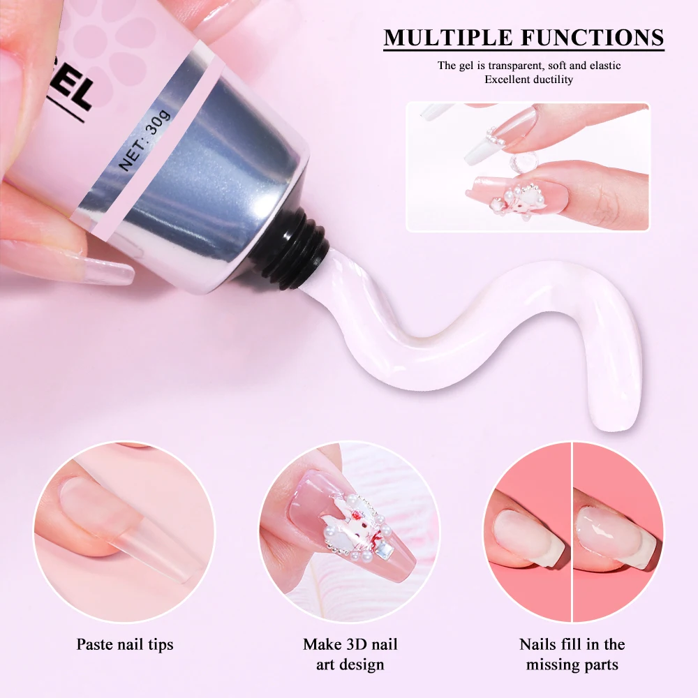 라이메걸 솔리드 빌더 젤 세트 (네일용 30g) 솔리드 네일 팁 젤 3D 젤 네일아트 빌딩 젤 (UV 램프 포함) 매니큐어 선물용