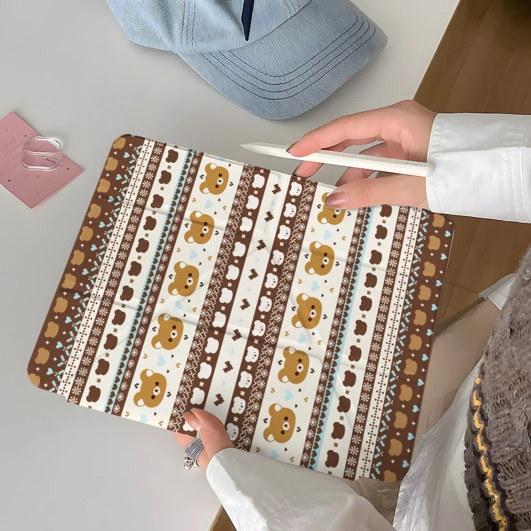 Knitted Bear Pen Slot Tablet Case For Mini7 6 iPad Pro 2024 2022 2021 2020 2019 2018 2017 11 10 9 8 7 6 5 Air7 6 5 4 3 2 1 Cover
