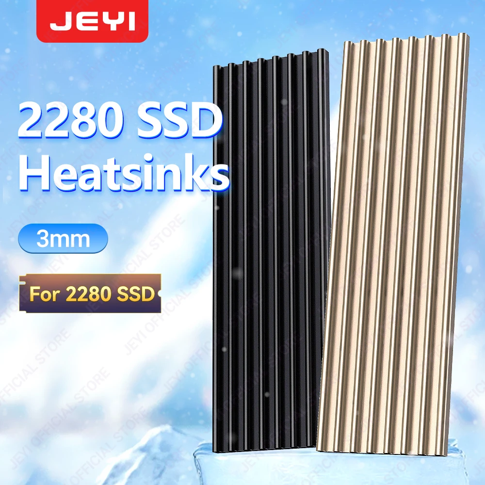 JEYI M.2 Heatsink Cooling 3mm High Efficient  Radiator 2280 SSD Heatsink with Thermal Silicone Pads For PC/PS5 M.2 SATA NVME SSD
