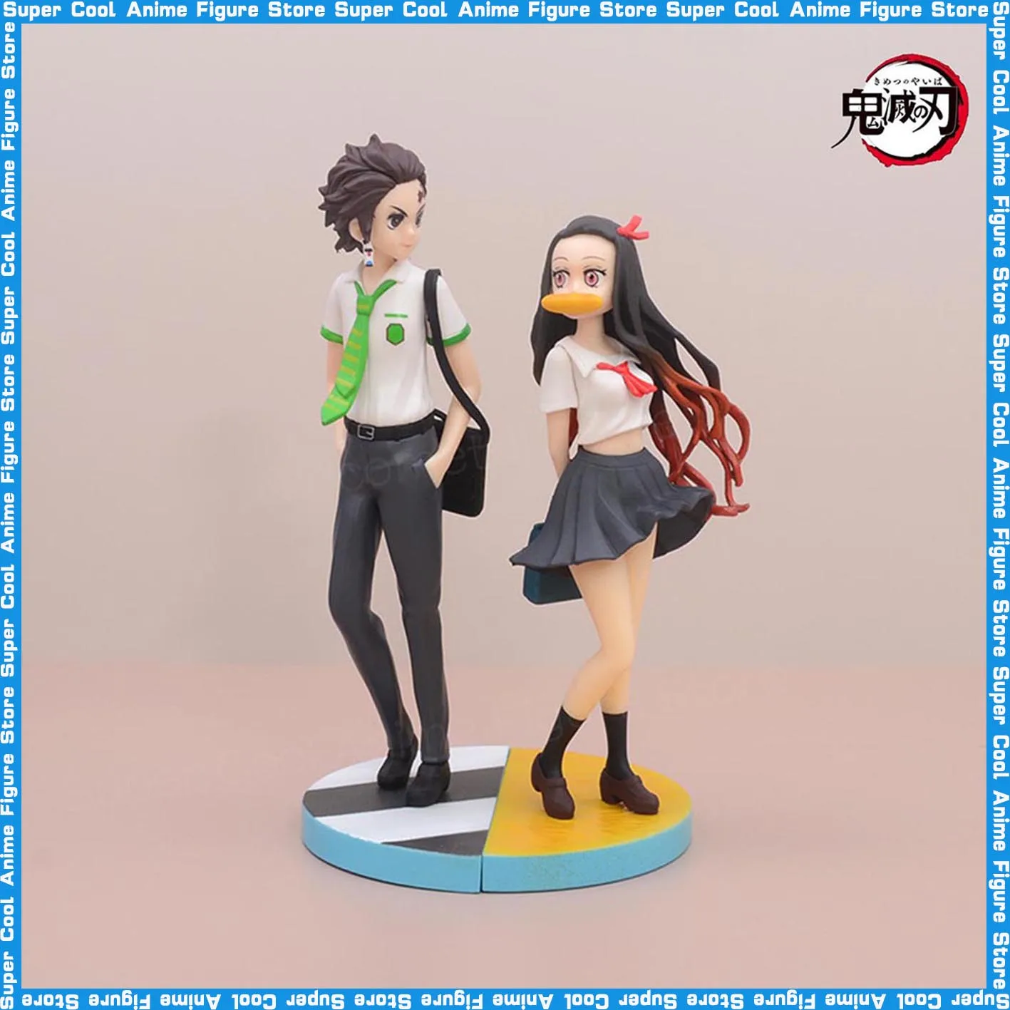 New 22cm Anime Demon Slayer Figure Kamado Nezuko Tanjirou School Uniform Pleated Skirt PVC Model Collectible Toys Doll Ornament