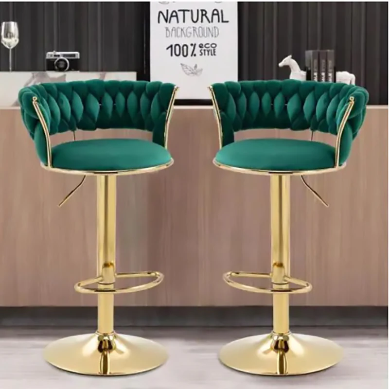 

Nordic light luxury swivel lift metal bar chair simple modern creative bar front desk woven back high chair