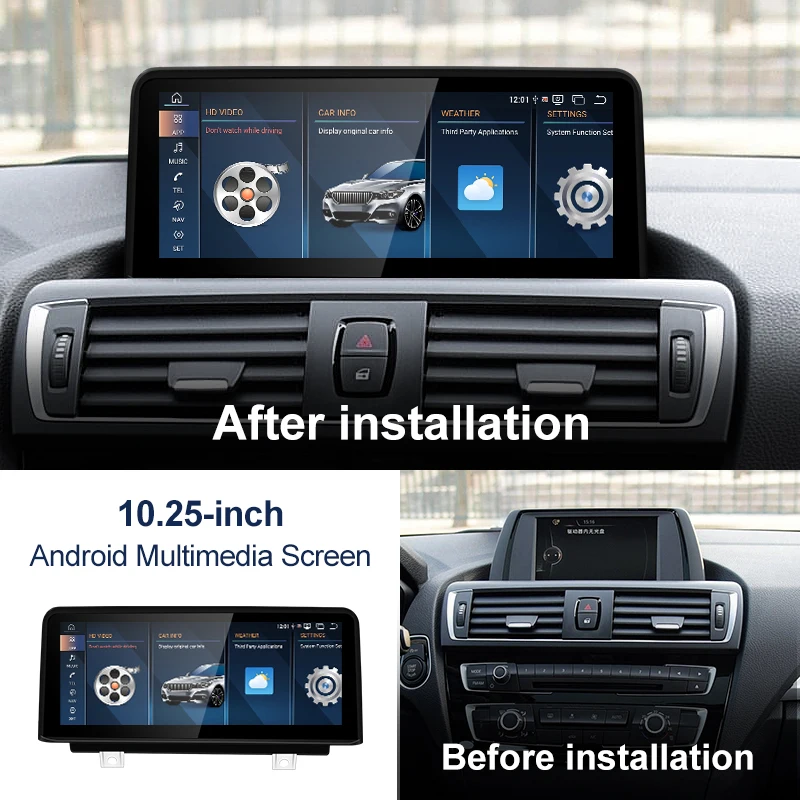 10.25inch Qulacomm Snapdragon 680 Android 13 8G 256G For BMW 1series F20 F21 Car Multimedia Players Wireless CarPlay AUTO