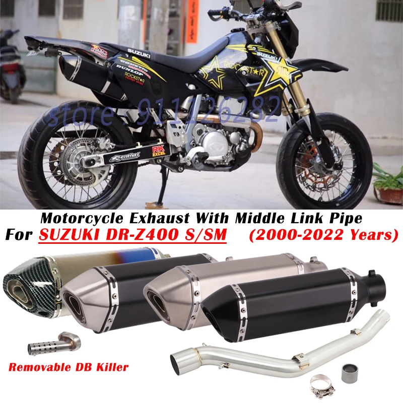 

Для SUZUKI DR-Z400 DRZ400 DRZ DR Z400 Z 400 S SM E 2000 - 2022 модификация выхлопной трубы мотоцикла глушитель средней трубы дБ убийца