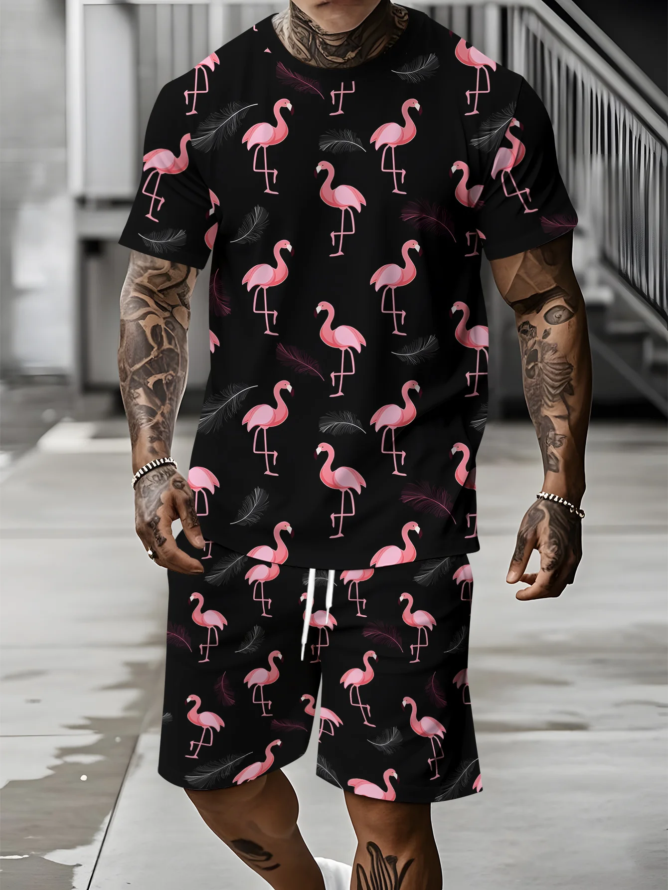 

2026 Summer New Arrivals: Men's Sets – Hawaiian-Style Men's Short-Sleeve Shirt and Shorts Set Relaxed-Fit Stretch Beachwear